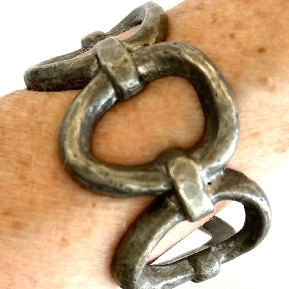 Hand Cast French Vintage Brutalist Modernist Cuff Bracelet 1930's -50's